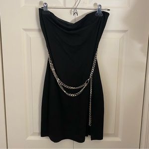 Dolls Kill Black Chained Strapless Mini Dress